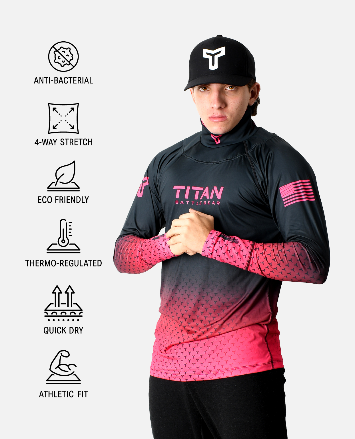 BG 2.0 LS NECK GUARD SHIRT - BLACK/PINK