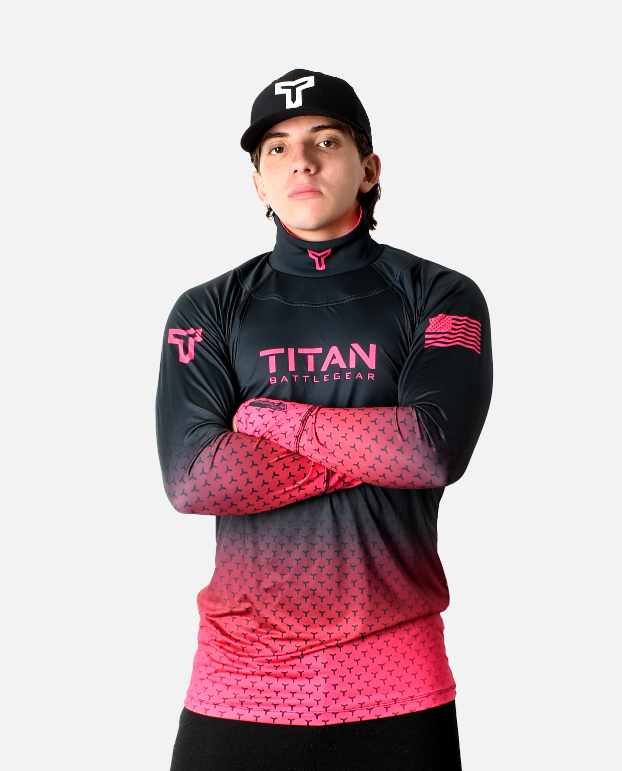 BG 2.0 LS NECK GUARD SHIRT - BLACK/PINK