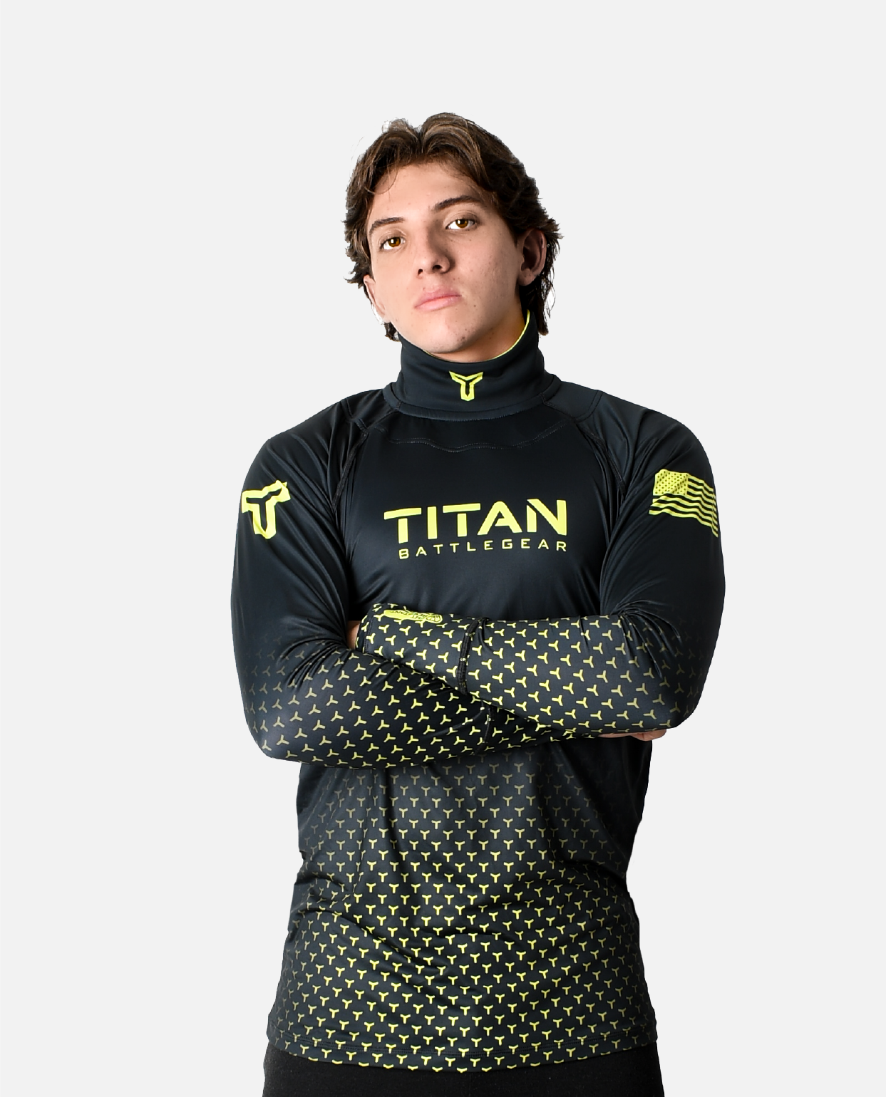 BG 2.0 LS VELCRO NECK GUARD SHIRT - BLACK/FLASHPOINT