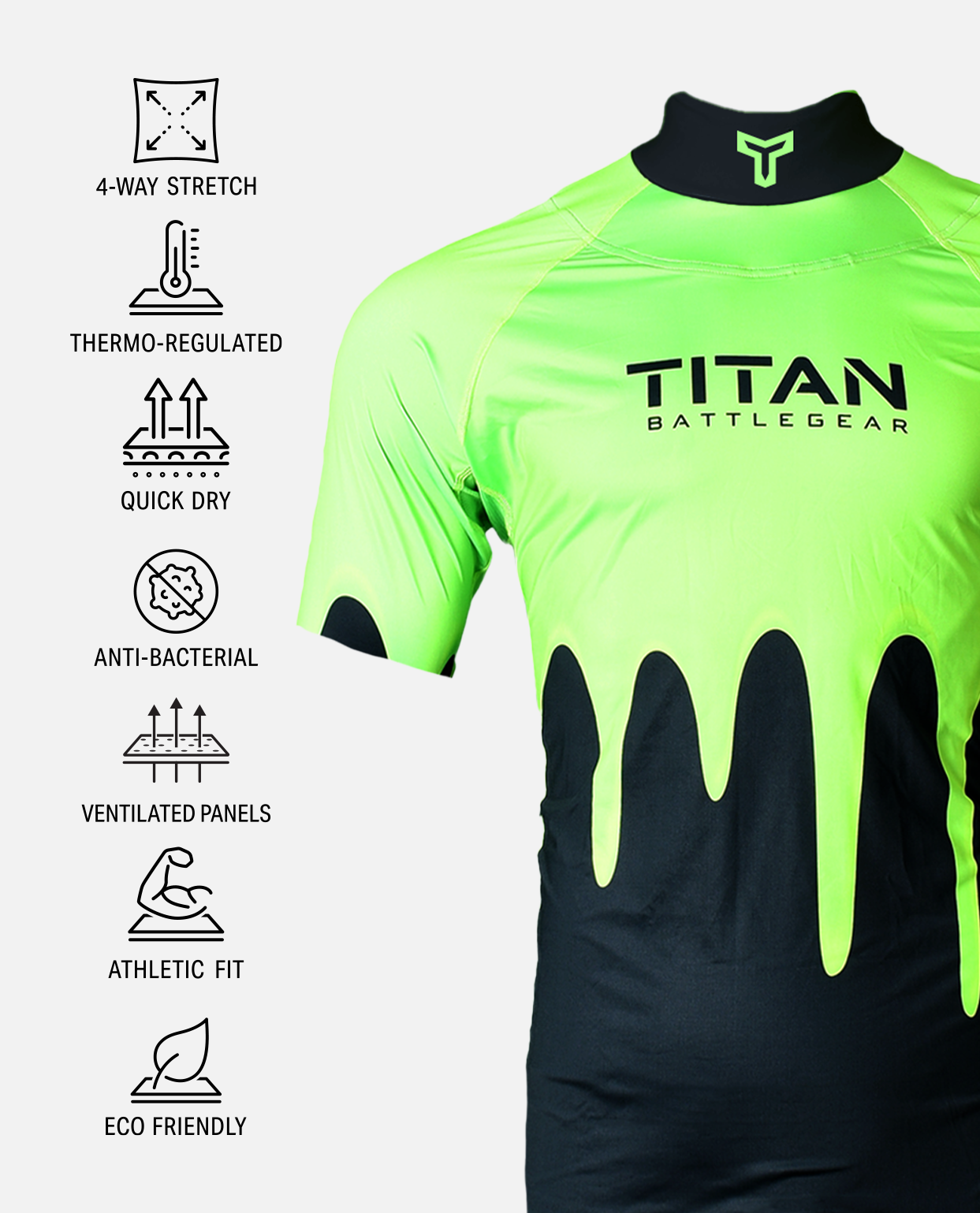 BG 2.0 SS NECK GUARD SHIRT - GREEN SLIME