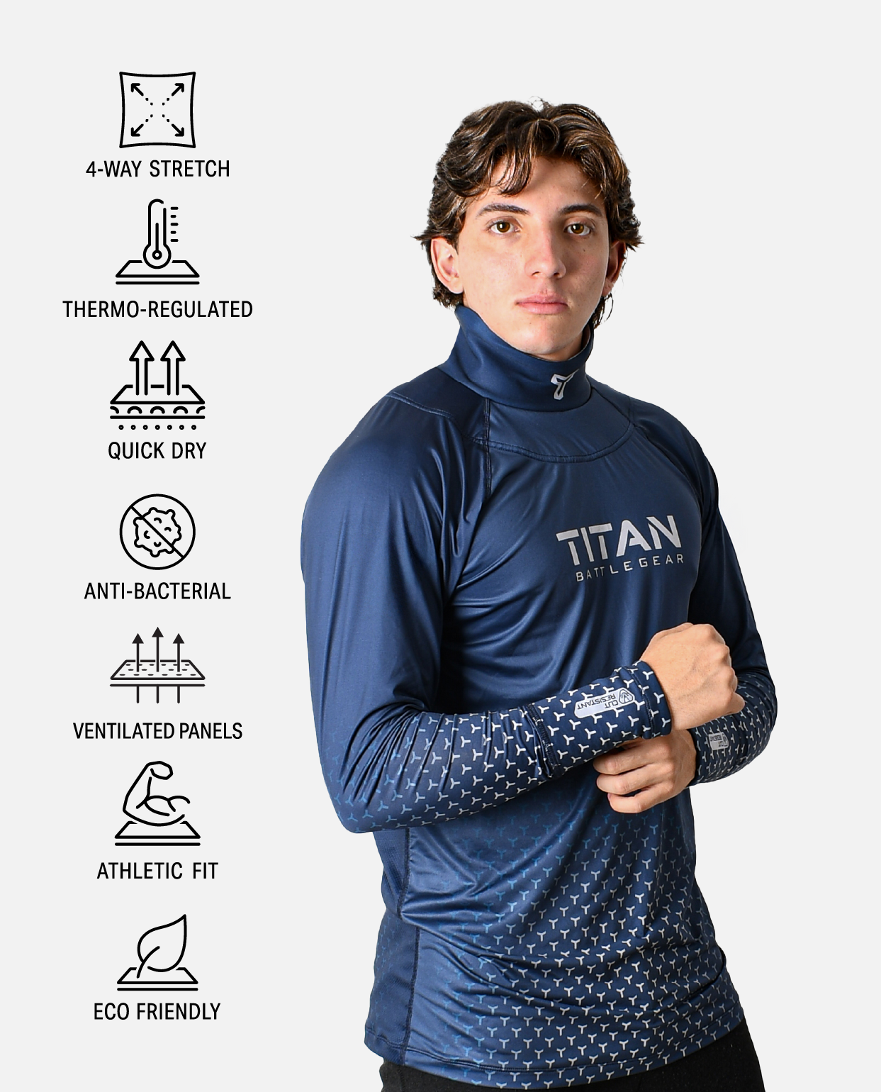 BG 2.0 LS NECK GUARD SHIRT - TEAM NAVY