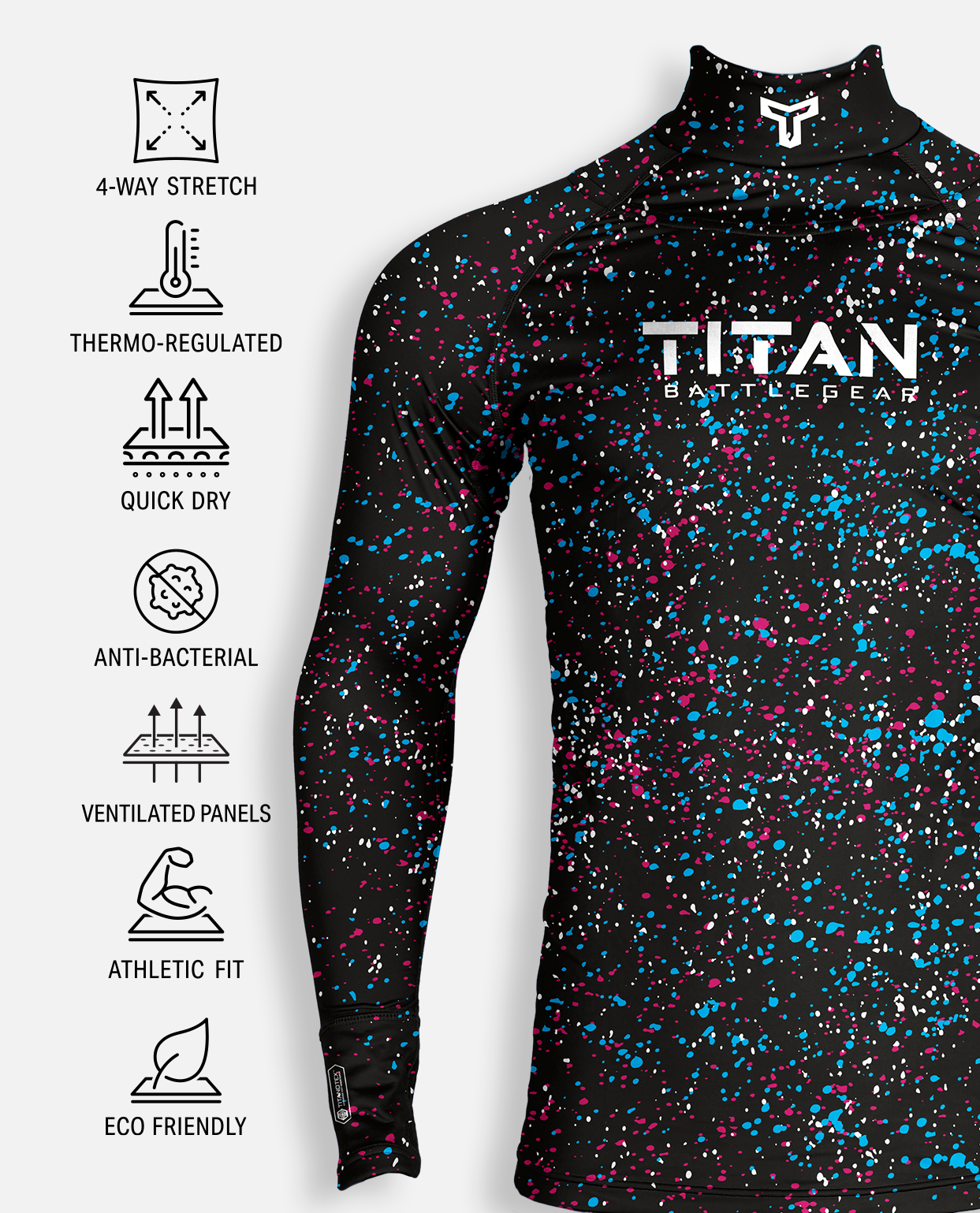 BG 2.0 LS NECK GUARD SHIRT - GALAXY SPLATTER