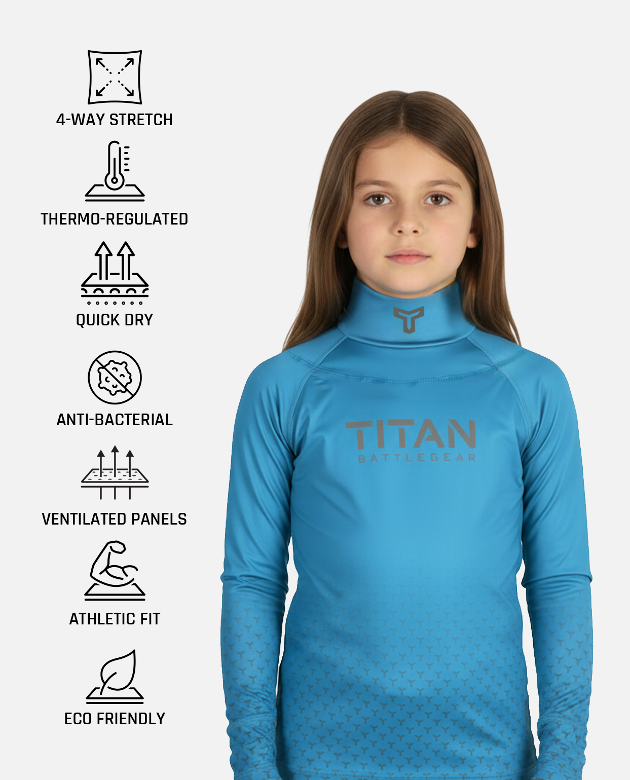 Cut Resistant Hockey Neck Guard Long Sleeve - Team Carolina Blue