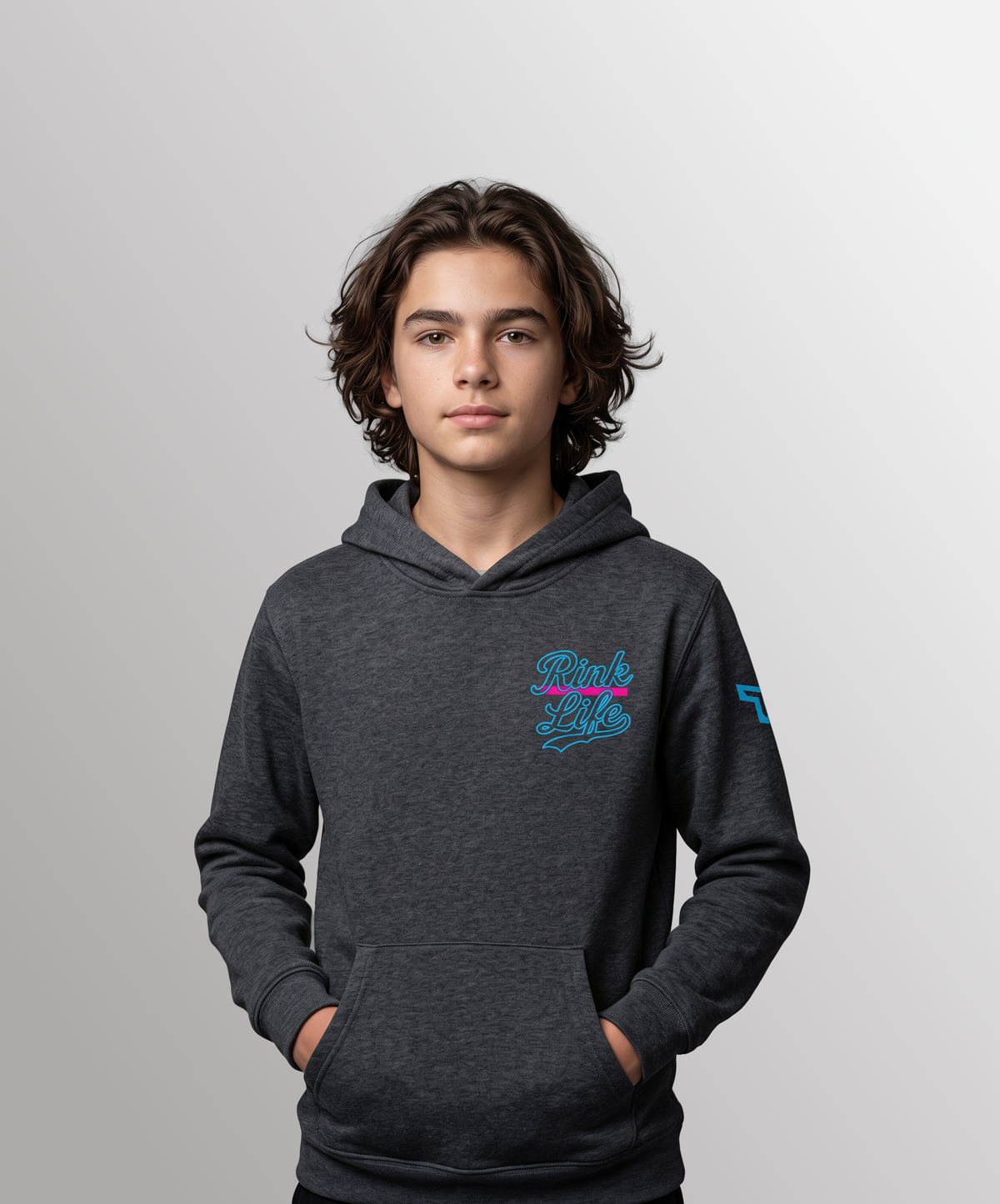 YTH RL SPLATTER HOODIE - DARK GRAY HEATHER