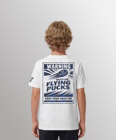 YTH FLYING PUCKS TEE - WHITE