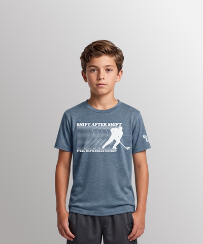YTH RETRO SHIFT TEE - HEATHER SLATE BLUE