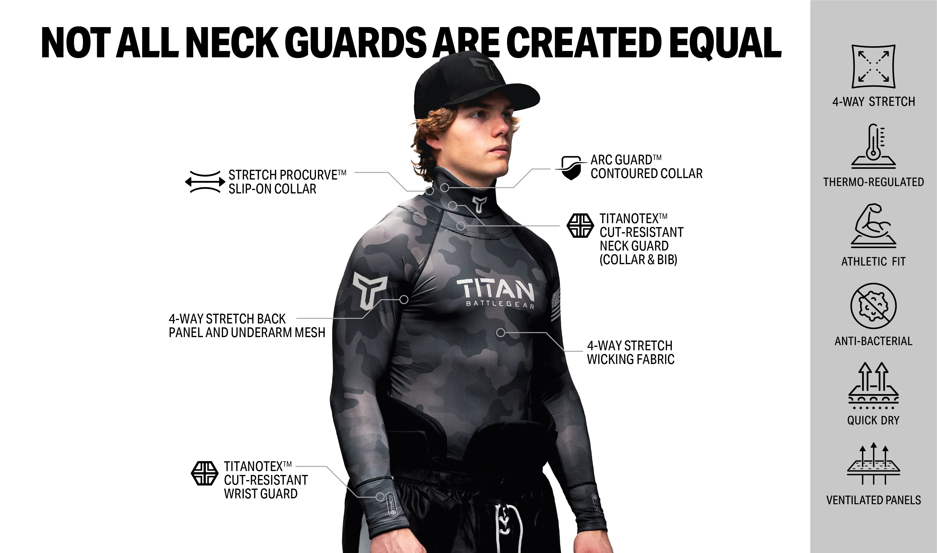 Cut Resistant Hockey Neck Guard Long Sleeve - Black/Gray
